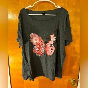 SHEIN butterfly shirt in a size 2XL.